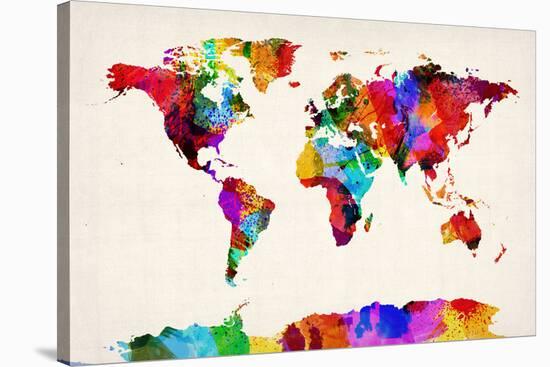 Map of the World Map Abstract Painting-Michael Tompsett-Stretched Canvas