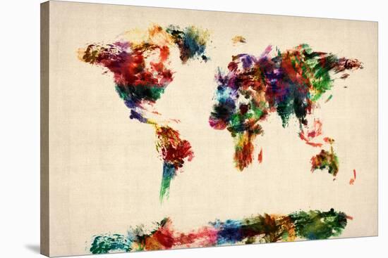 Map of the World Map Abstract Painting-Michael Tompsett-Stretched Canvas