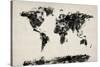 Map of the World Map Abstract Painting-Michael Tompsett-Stretched Canvas