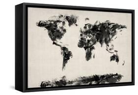 Map of the World Map Abstract Painting-Michael Tompsett-Framed Stretched Canvas