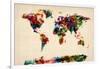 Map of the World Map Abstract Painting-Michael Tompsett-Framed Art Print