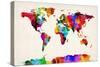 Map of the World Map Abstract Painting-Michael Tompsett-Stretched Canvas