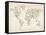 Map of the World Map Floral Swirls-Michael Tompsett-Framed Stretched Canvas