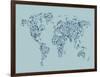 Map of the World Map Floral Swirls-Michael Tompsett-Framed Art Print