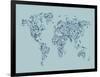 Map of the World Map Floral Swirls-Michael Tompsett-Framed Art Print