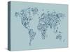 Map of the World Map Floral Swirls-Michael Tompsett-Stretched Canvas