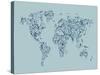 Map of the World Map Floral Swirls-Michael Tompsett-Stretched Canvas