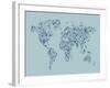 Map of the World Map Floral Swirls-Michael Tompsett-Framed Art Print