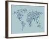 Map of the World Map Floral Swirls-Michael Tompsett-Framed Art Print