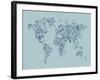 Map of the World Map Floral Swirls-Michael Tompsett-Framed Art Print