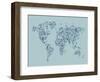 Map of the World Map Floral Swirls-Michael Tompsett-Framed Art Print