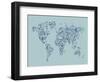 Map of the World Map Floral Swirls-Michael Tompsett-Framed Art Print