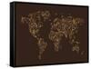 Map of the World Map Floral Swirls-Michael Tompsett-Framed Stretched Canvas