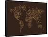 Map of the World Map Floral Swirls-Michael Tompsett-Framed Stretched Canvas