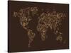 Map of the World Map Floral Swirls-Michael Tompsett-Stretched Canvas