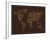 Map of the World Map Floral Swirls-Michael Tompsett-Framed Art Print