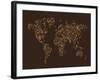 Map of the World Map Floral Swirls-Michael Tompsett-Framed Art Print