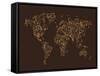 Map of the World Map Floral Swirls-Michael Tompsett-Framed Stretched Canvas