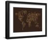 Map of the World Map Floral Swirls-Michael Tompsett-Framed Art Print