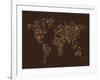 Map of the World Map Floral Swirls-Michael Tompsett-Framed Art Print