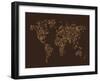 Map of the World Map Floral Swirls-Michael Tompsett-Framed Art Print