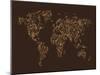 Map of the World Map Floral Swirls-Michael Tompsett-Mounted Art Print