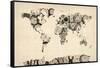 Map of the World Map from Old Clocks-Michael Tompsett-Framed Stretched Canvas