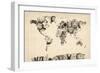 Map of the World Map from Old Clocks-Michael Tompsett-Framed Premium Giclee Print