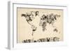 Map of the World Map from Old Clocks-Michael Tompsett-Framed Art Print