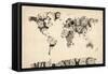 Map of the World Map from Old Clocks-Michael Tompsett-Framed Stretched Canvas