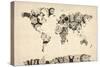 Map of the World Map from Old Clocks-Michael Tompsett-Stretched Canvas