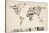 Map of the World Map from Old Postcards-Michael Tompsett-Stretched Canvas