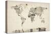 Map of the World Map from Old Postcards-Michael Tompsett-Stretched Canvas