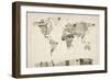 Map of the World Map from Old Postcards-Michael Tompsett-Framed Art Print