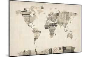 Map of the World Map from Old Postcards-Michael Tompsett-Mounted Art Print