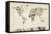 Map of the World Map from Old Postcards-Michael Tompsett-Framed Stretched Canvas