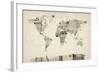 Map of the World Map from Old Postcards-Michael Tompsett-Framed Art Print