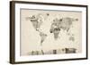 Map of the World Map from Old Postcards-Michael Tompsett-Framed Art Print