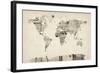 Map of the World Map from Old Postcards-Michael Tompsett-Framed Art Print