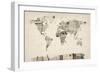 Map of the World Map from Old Postcards-Michael Tompsett-Framed Art Print