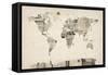 Map of the World Map from Old Postcards-Michael Tompsett-Framed Stretched Canvas