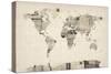 Map of the World Map from Old Postcards-Michael Tompsett-Stretched Canvas