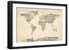 Map of the World Map from Old Sheet Music-Michael Tompsett-Framed Art Print