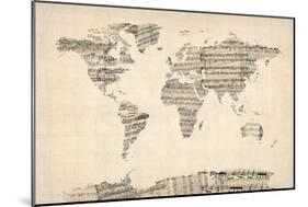 Map of the World Map from Old Sheet Music-Michael Tompsett-Mounted Art Print