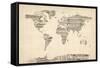 Map of the World Map from Old Sheet Music-Michael Tompsett-Framed Stretched Canvas