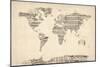 Map of the World Map from Old Sheet Music-Michael Tompsett-Mounted Premium Giclee Print