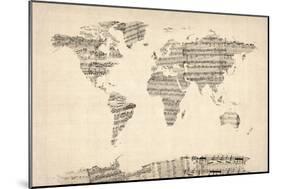 Map of the World Map from Old Sheet Music-Michael Tompsett-Mounted Premium Giclee Print