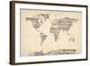 Map of the World Map from Old Sheet Music-Michael Tompsett-Framed Art Print