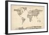 Map of the World Map from Old Sheet Music-Michael Tompsett-Framed Art Print