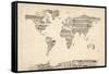 Map of the World Map from Old Sheet Music-Michael Tompsett-Framed Stretched Canvas